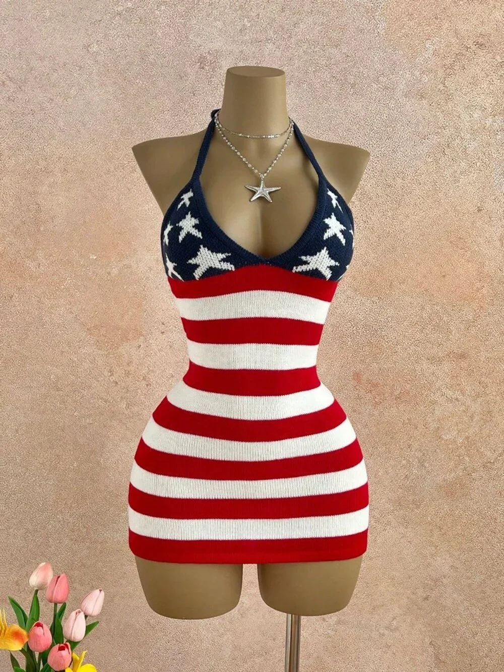 Multicolor American Flag Women's 4th of July MINI  Dress_6